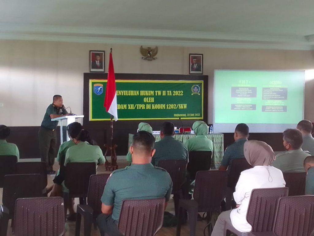 Kodim 1202/Singkawang Terima Penyuluhan Hukum Dari Kumdam XII/Tanjung Pura